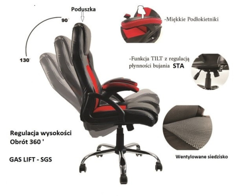 Czarny fotel obrotowy dla gracza i do biurka Carrera M Black Czarny fotel obrotowy dla gracza i do biurka Carrera M Black